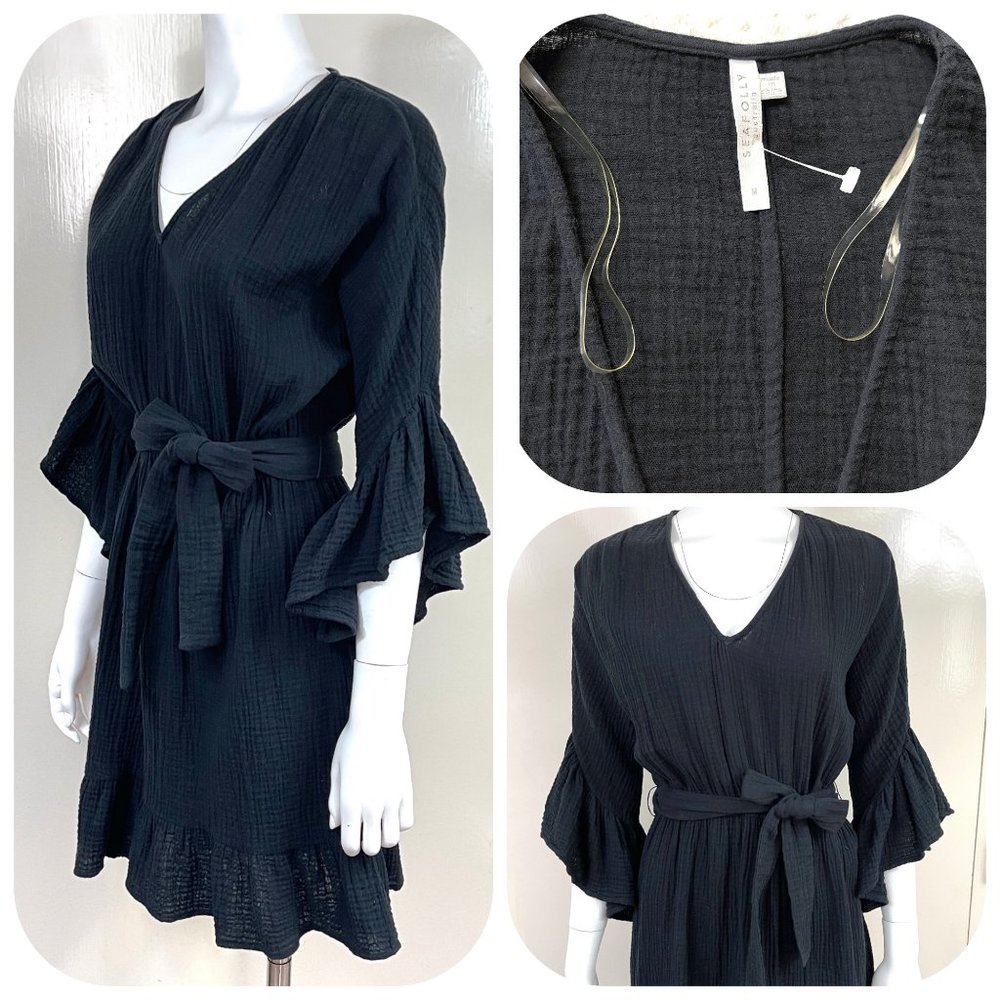 Seafolly Belted Double Cloth flare sleeves dress